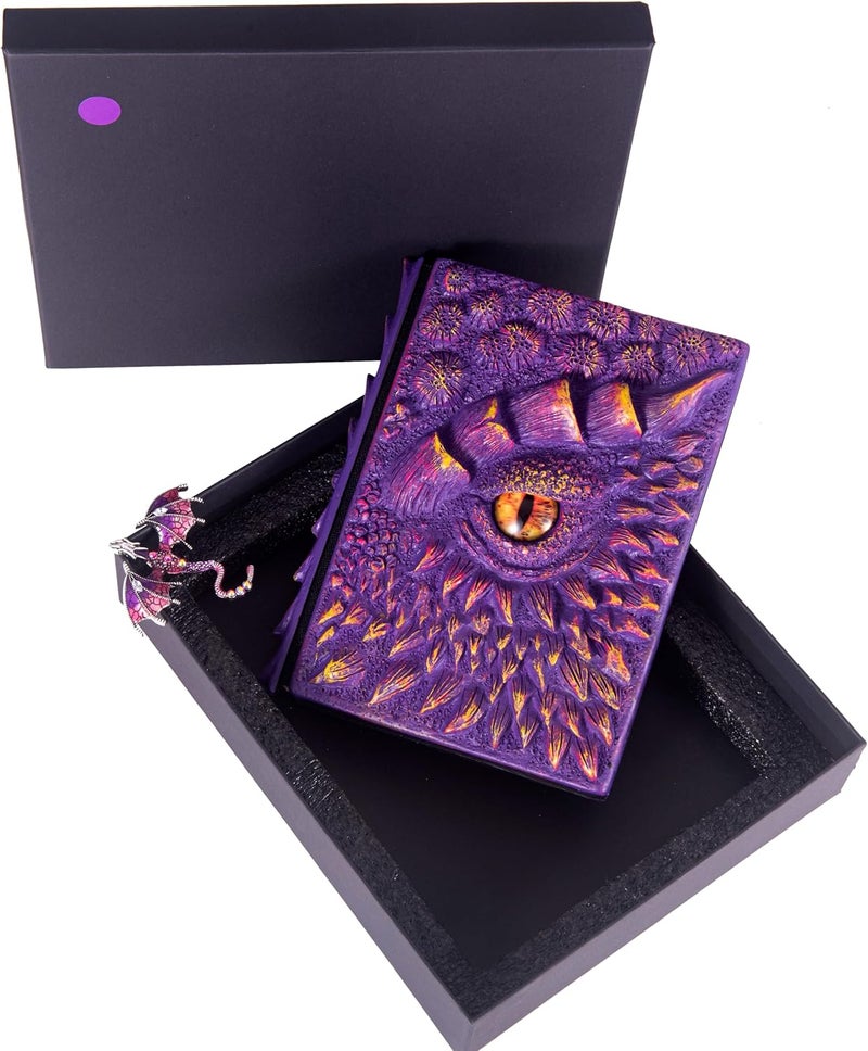 LZlightactor 3D Dragon Eye Embossed Journal,Resin Engraving Notebook,Dnd notebook for Dragon Lovers ，Blank Paper,Hardcover Travel Notepad for Writing,Sketchbook,Collection,Gift,Decoration A4 and A5 Size (A5-Purple - Image 5